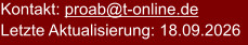 Kontakt: proab@t-online.de Letzte Aktualisierung: 18.09.2026